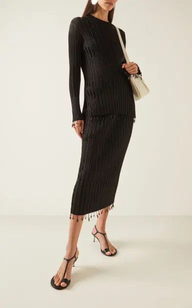 Jil Sander Embellished Plissé-Knit Midi Skirt | Thumbnail 2 Jil Sander Embellished Plissé-Knit Midi Skirt | Thumbnail 2