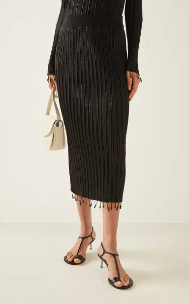 Jil Sander Embellished Plissé-Knit Midi Skirt | Thumbnail 3 Jil Sander Embellished Plissé-Knit Midi Skirt | Thumbnail 3