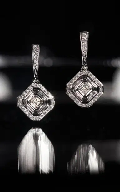 B.P. de Silva Jewellers Deco Centennial Luminaire Diamond Drop Earrings | Thumbnail 4 B.P. de Silva Jewellers Deco Centennial Luminaire Diamond Drop Earrings | Thumbnail 4