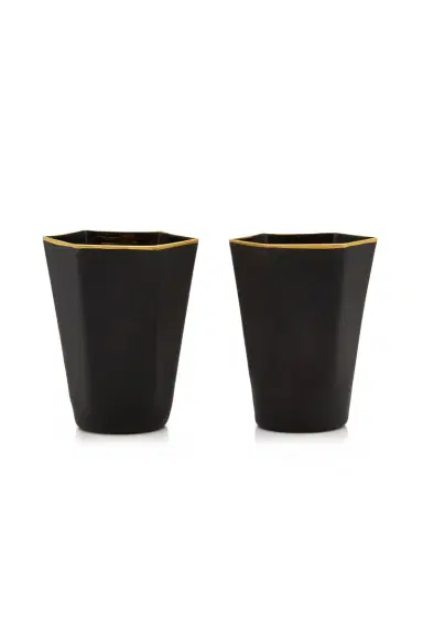 Moda Domus Set-Of-Two Gold-Tipped Matte Glass Tumblers - Black | Thumbnail 4 Moda Domus Set-Of-Two Gold-Tipped Matte Glass Tumblers - Black | Thumbnail 4
