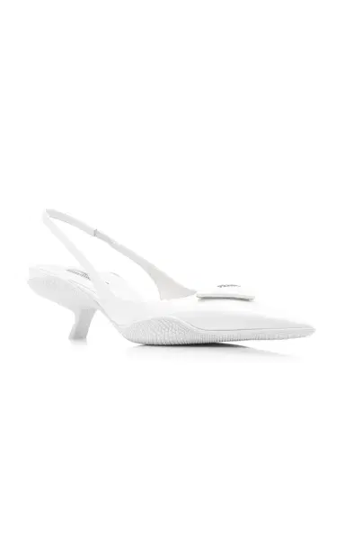 Prada Logo-Detailed Leather Slingback Pumps | Thumbnail 5 Prada Logo-Detailed Leather Slingback Pumps | Thumbnail 5