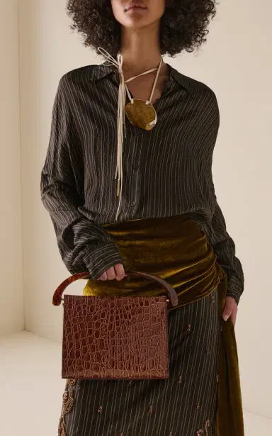 Dries Van Noten Croc-Embossed Leather Top Handle Bag | Thumbnail 2 Dries Van Noten Croc-Embossed Leather Top Handle Bag | Thumbnail 2