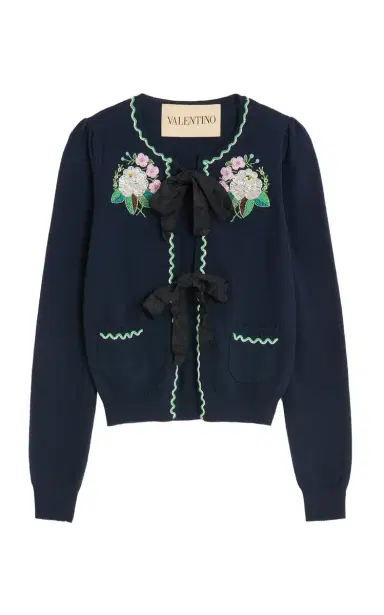 Valentino Garavani Embroidered Virgin-Wool Cardigan | Thumbnail 1 Valentino Garavani Embroidered Virgin-Wool Cardigan | Thumbnail 1
