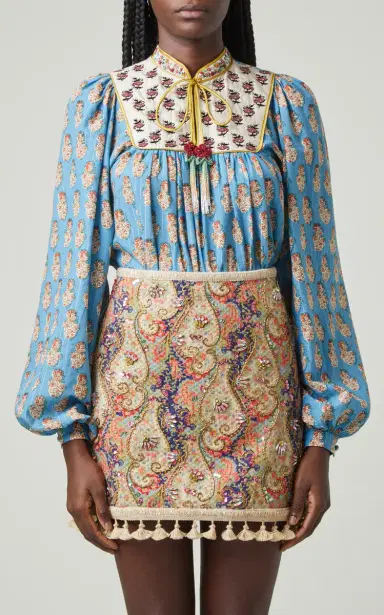 Valentino Garavani Embroidered Cotton-Blend Blouse | Thumbnail 2 Valentino Garavani Embroidered Cotton-Blend Blouse | Thumbnail 2