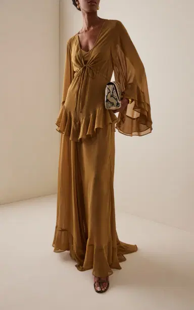 De La Vali Calypso Ruffled Georgette Maxi Dress | Thumbnail 3 De La Vali Calypso Ruffled Georgette Maxi Dress | Thumbnail 3
