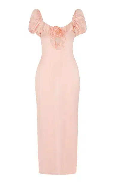 DE LA VALI Eden Ruffled Satin Maxi Dress | Thumbnail 1 DE LA VALI Eden Ruffled Satin Maxi Dress | Thumbnail 1