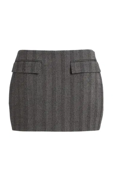 Ferragamo Herringbone Stretch-Wool Mini Skirt | Thumbnail 1 Ferragamo Herringbone Stretch-Wool Mini Skirt | Thumbnail 1
