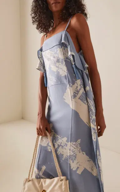Bottega Veneta Draped Silk-Cotton Midi Dress | Thumbnail 3 Bottega Veneta Draped Silk-Cotton Midi Dress | Thumbnail 3