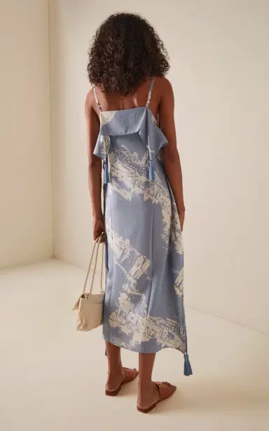 Bottega Veneta Draped Silk-Cotton Midi Dress | Thumbnail 4 Bottega Veneta Draped Silk-Cotton Midi Dress | Thumbnail 4