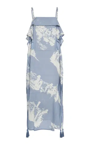 Bottega Veneta Draped Silk-Cotton Midi Dress | Thumbnail 1 Bottega Veneta Draped Silk-Cotton Midi Dress | Thumbnail 1