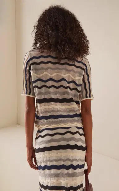 Bottega Veneta Wavy-Knit Cotton-Blend Polo Top | Thumbnail 4 Bottega Veneta Wavy-Knit Cotton-Blend Polo Top | Thumbnail 4