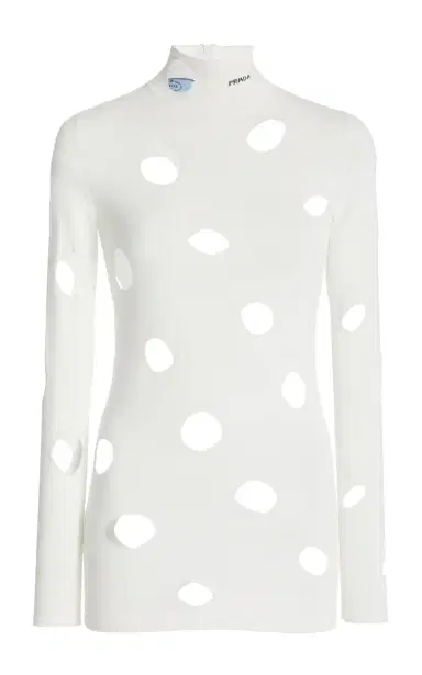 Prada Distressed Jersey Turtleneck Top | Thumbnail 1 Prada Distressed Jersey Turtleneck Top | Thumbnail 1
