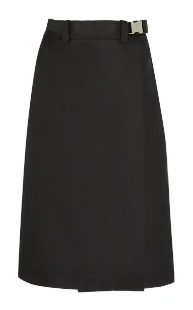 Prada Belted Gabardine Midi Skirt | Thumbnail 1 Prada Belted Gabardine Midi Skirt | Thumbnail 1