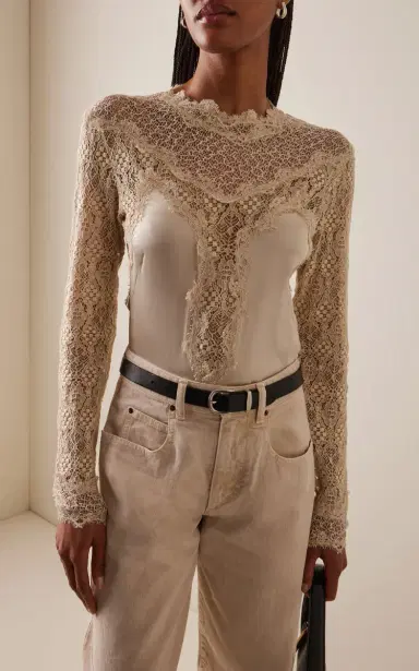 Isabel Marant Diem Lace-Inset Silk Top | Thumbnail 2 Isabel Marant Diem Lace-Inset Silk Top | Thumbnail 2