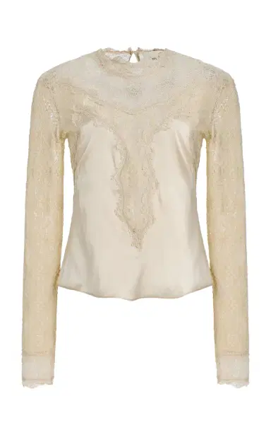 Isabel Marant Diem Lace-Inset Silk Top | Thumbnail 1 Isabel Marant Diem Lace-Inset Silk Top | Thumbnail 1