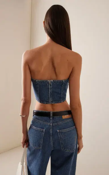 ROTATE Button-Detailed Denim Top | Thumbnail 4 ROTATE Button-Detailed Denim Top | Thumbnail 4