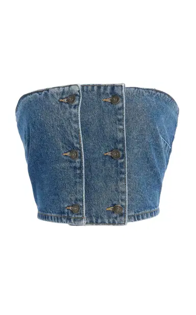 ROTATE Button-Detailed Denim Top | Thumbnail 6 ROTATE Button-Detailed Denim Top | Thumbnail 6