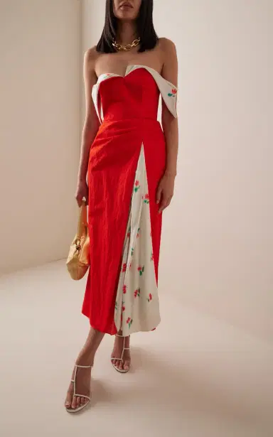 Rosie Assoulin Flap Over Cotton-Blend Midi Dress - Orange | Thumbnail 3 Rosie Assoulin Flap Over Cotton-Blend Midi Dress - Orange | Thumbnail 3