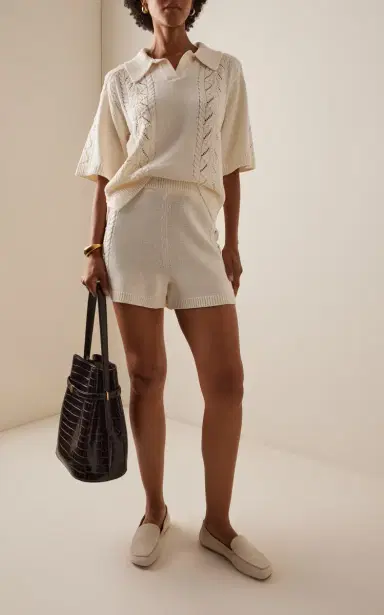 Loulou de Saison Andel Shell Knit Cotton Shorts | Thumbnail 2 Loulou de Saison Andel Shell Knit Cotton Shorts | Thumbnail 2