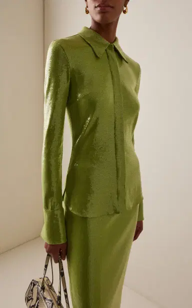 Oscar de la Renta Sequined Jersey Shirt | Thumbnail 2 Oscar de la Renta Sequined Jersey Shirt | Thumbnail 2