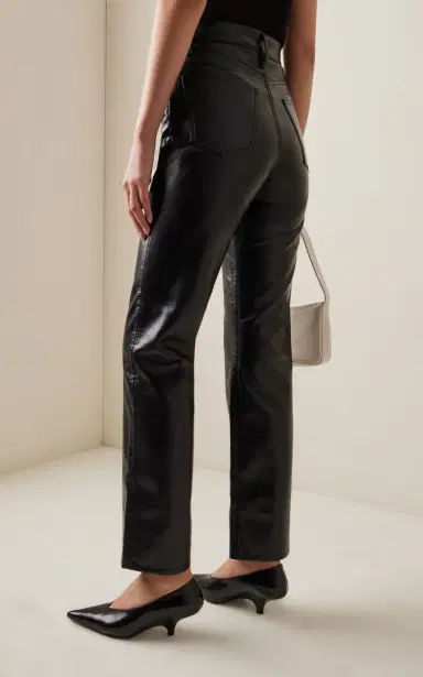 Agolde 90's High-Rise Recycled Leather Straight-Leg Pants - Black | Thumbnail 6 Agolde 90's High-Rise Recycled Leather Straight-Leg Pants - Black | Thumbnail 6