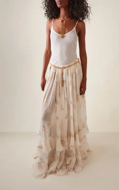 Chloé Metallic Silk Jacquard Maxi Skirt | Thumbnail 2 Chloé Metallic Silk Jacquard Maxi Skirt | Thumbnail 2