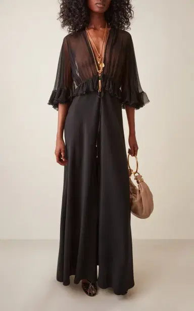 Chloé Ruffled Silk Crepe Maxi Dress | Thumbnail 2 Chloé Ruffled Silk Crepe Maxi Dress | Thumbnail 2
