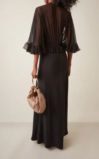 Chloé Ruffled Silk Crepe Maxi Dress | Thumbnail 4 Chloé Ruffled Silk Crepe Maxi Dress | Thumbnail 4