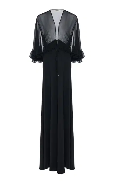 Chloé Ruffled Silk Crepe Maxi Dress | Thumbnail 1 Chloé Ruffled Silk Crepe Maxi Dress | Thumbnail 1