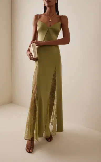 Staud Exclusive Trinity Lace-Inset Silk Maxi Slip Dress | Thumbnail 2 Staud Exclusive Trinity Lace-Inset Silk Maxi Slip Dress | Thumbnail 2