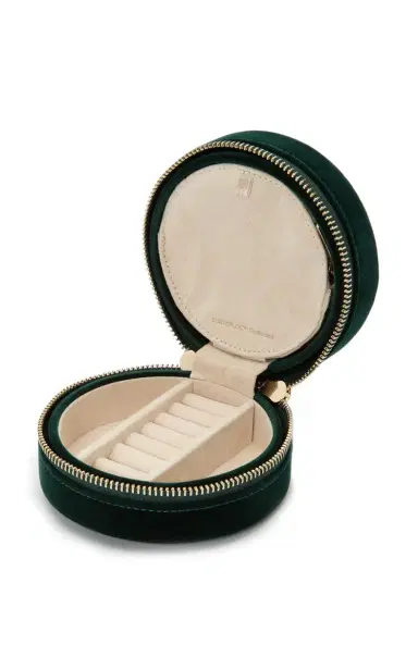 WOLF Zoe Embroidered Velvet Travel Round - Green | Thumbnail 9 WOLF Zoe Embroidered Velvet Travel Round - Green | Thumbnail 9
