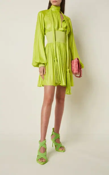 Bottega Veneta Tassel-Detailed Chintzed Mini Dress | Thumbnail 2 Bottega Veneta Tassel-Detailed Chintzed Mini Dress | Thumbnail 2