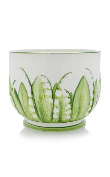 Moda Domus Lily Of The Valley Large Ceramic Cachepot - Blue | Thumbnail 4 Moda Domus Lily Of The Valley Large Ceramic Cachepot - Blue | Thumbnail 4