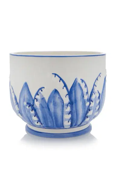 Moda Domus Lily Of The Valley Large Ceramic Cachepot - Blue | Thumbnail 5 Moda Domus Lily Of The Valley Large Ceramic Cachepot - Blue | Thumbnail 5