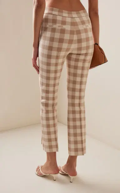 High Sport Kick Gingham Stretch-Cotton Knit Cropped Flared Pants | Thumbnail 4 High Sport Kick Gingham Stretch-Cotton Knit Cropped Flared Pants | Thumbnail 4