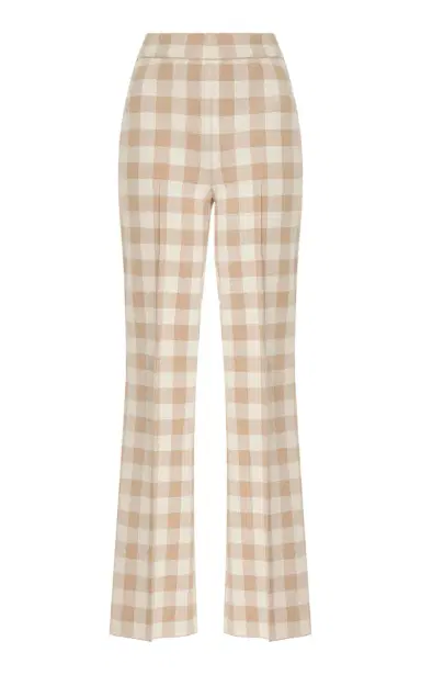 High Sport Kick Gingham Stretch-Cotton Knit Cropped Flared Pants | Thumbnail 1 High Sport Kick Gingham Stretch-Cotton Knit Cropped Flared Pants | Thumbnail 1