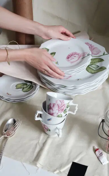Giambattista Valli Home Painted Porcelain Dessert Plate - Multi | Thumbnail 2 Giambattista Valli Home Painted Porcelain Dessert Plate - Multi | Thumbnail 2