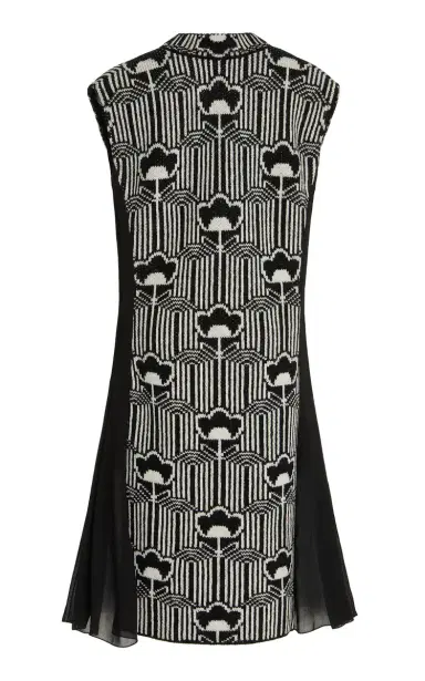 Prada Floral Wool And Crepe Dress | Thumbnail 4 Prada Floral Wool And Crepe Dress | Thumbnail 4