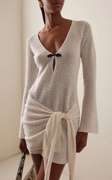 THE GARMENT Tanzania Tie-Detailed Pointelle-Knit Organic Cotton Mini Dress | Thumbnail 2 THE GARMENT Tanzania Tie-Detailed Pointelle-Knit Organic Cotton Mini Dress | Thumbnail 2