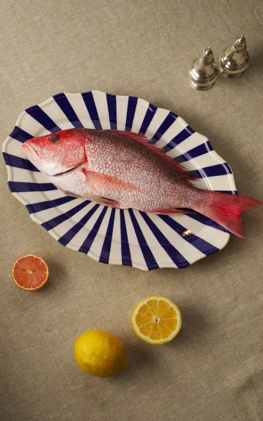 Maison Madison Mafalda Hand-Painted Ceramic Platter - Blue | Thumbnail 4 Maison Madison Mafalda Hand-Painted Ceramic Platter - Blue | Thumbnail 4