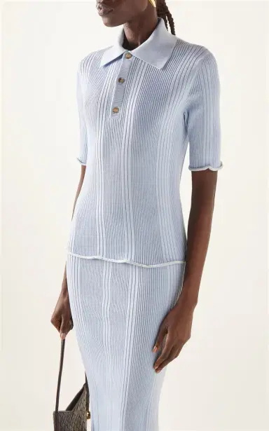 Bottega Veneta Ribbed Cotton Polo Shirt | Thumbnail 2 Bottega Veneta Ribbed Cotton Polo Shirt | Thumbnail 2
