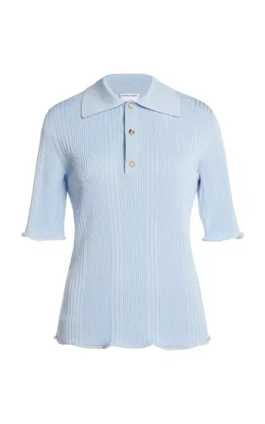 Bottega Veneta Ribbed Cotton Polo Shirt | Thumbnail 1 Bottega Veneta Ribbed Cotton Polo Shirt | Thumbnail 1
