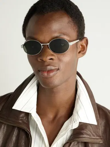 Saint Laurent Oval-Frame Silver-Tone Sunglasses - Men | Thumbnail 2 Saint Laurent Oval-Frame Silver-Tone Sunglasses - Men | Thumbnail 2