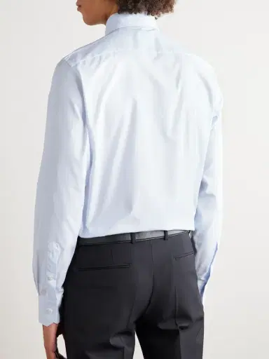 Zegna Cutaway-Collar Checked Cotton-Poplin Shirt - Men | Thumbnail 3 Zegna Cutaway-Collar Checked Cotton-Poplin Shirt - Men | Thumbnail 3