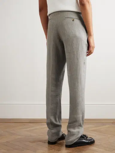 Ralph Lauren Purple Label Gregory Tapered Herringbone Linen, Silk and Cotton-Blend Trousers - Men | Thumbnail 4 Ralph Lauren Purple Label Gregory Tapered Herringbone Linen, Silk and Cotton-Blend Trousers - Men | Thumbnail 4
