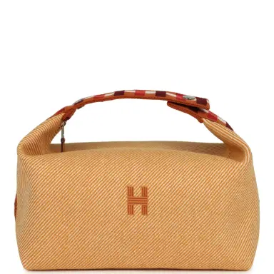HERMÈS Hermes Bride A Brac Carre Case GM Fauve Merino Wool Palladium Hardware | Thumbnail 1 HERMÈS Hermes Bride A Brac Carre Case GM Fauve Merino Wool Palladium Hardware | Thumbnail 1