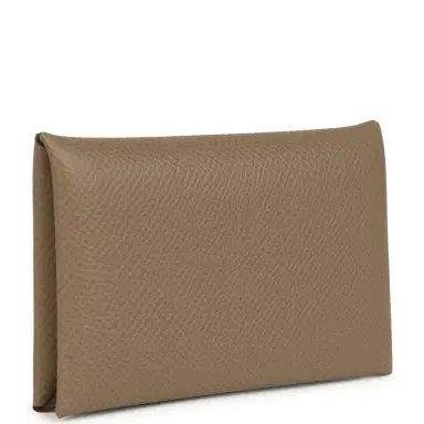 HERMÈS Hermes Calvi Card Holder Etoupe Epsom Palladium Hardware | Thumbnail 2 HERMÈS Hermes Calvi Card Holder Etoupe Epsom Palladium Hardware | Thumbnail 2