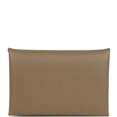 HERMÈS Hermes Calvi Card Holder Etoupe Epsom Palladium Hardware | Thumbnail 4 HERMÈS Hermes Calvi Card Holder Etoupe Epsom Palladium Hardware | Thumbnail 4