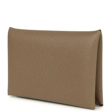 HERMÈS Hermes Calvi Card Holder Etoupe Epsom Palladium Hardware | Thumbnail 5 HERMÈS Hermes Calvi Card Holder Etoupe Epsom Palladium Hardware | Thumbnail 5