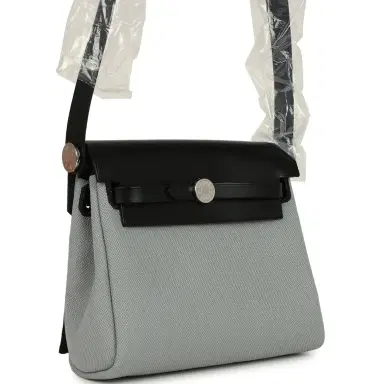 HERMÈS Hermes Herbag Zip 20 Mini Gris Pantin Toile Militaire Canvas and Black Vache Hunter Palladium Hardware | Thumbnail 2 HERMÈS Hermes Herbag Zip 20 Mini Gris Pantin Toile Militaire Canvas and Black Vache Hunter Palladium Hardware | Thumbnail 2